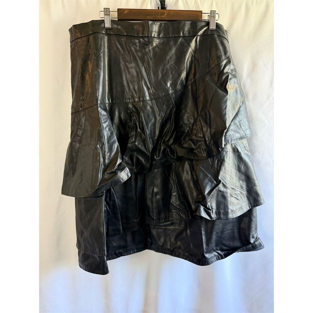 Eloquii Women's Plus Size 24 Black Ruffled Flare Skirt Knee Length